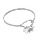 Cubic Zirconia Elephant Charm Bracelet, Women's, Grey