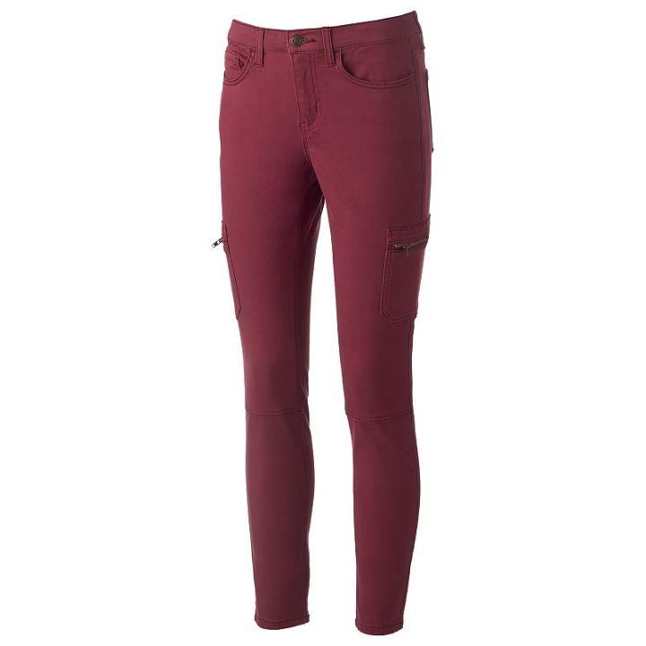 Juniors' Mudd&reg; Cargo Utility Skinny Pants, Girl's, Size: 5, Dark Red