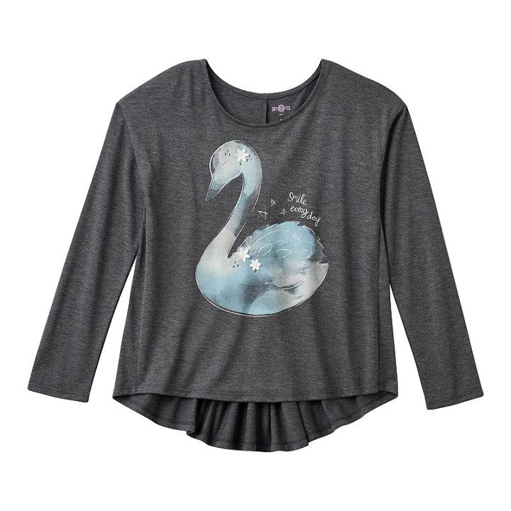 Girls 7-16 & Plus Size So&reg; Perfectly Soft High-low Graphic Top, Girl's, Size: 16 1/2, Dark Grey