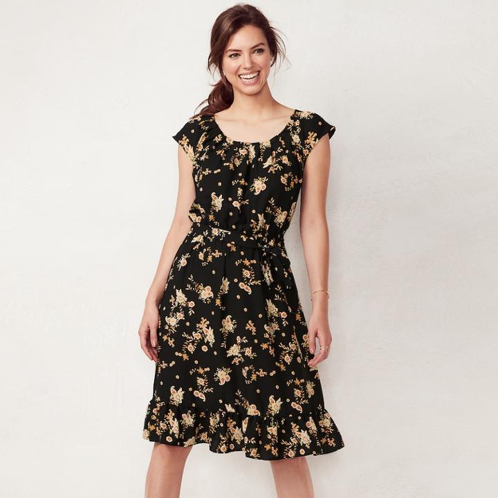 Women's Lc Lauren Conrad Pleated Midi Dress, Size: Xxl, Black