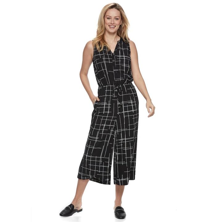 Women's Apt. 9&reg; Crop Jumpsuit, Size: Large, Black