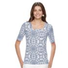 Women's Croft & Barrow&reg; Squareneck Tee, Size: Xs, Turquoise/blue (turq/aqua)