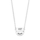 Cat Mom Paw Print Pendant Necklace, Women's, Silver