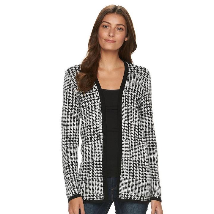 Women's Croft & Barrow&reg; Essential Print Cardigan, Size: Small, Natural