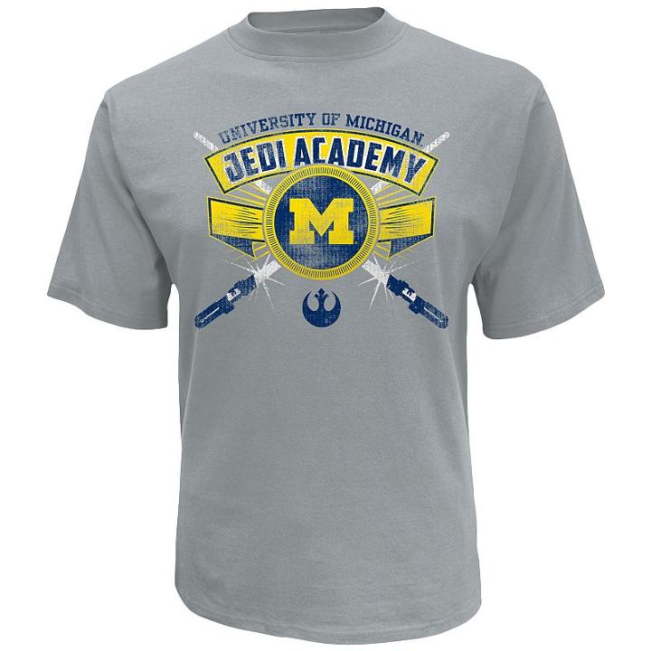 Men's Michigan Wolverines Star Wars Jedi Academy Tee, Size: Medium, Med Grey