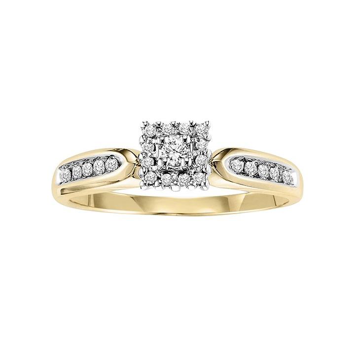 Cherish Always Round-cut Diamond Cluster Engagement Ring In 10k Gold Two Tone (1/5-ct. T.w.), Women's, Size: 8, White