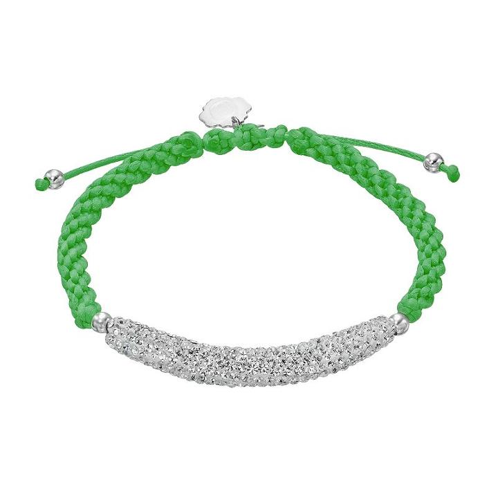 Oregon Ducks Crystal Sterling Silver Bar Link & Team Logo Charm Slipknot Bracelet, Women's, White