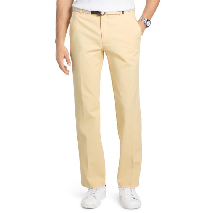 Men's Izod Straight-fit Performance Plus Flat-front Chino Pants, Size: 40x32, Med Yellow