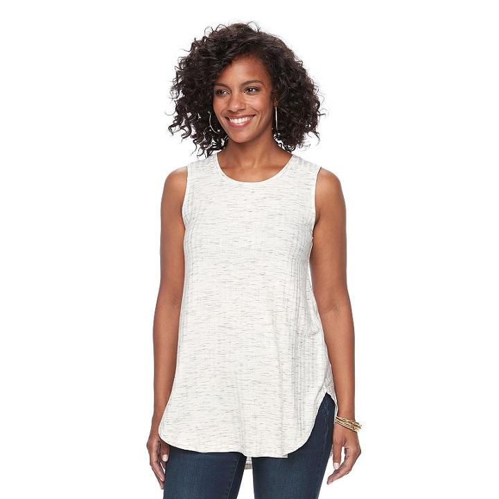 Women's Apt. 9&reg; Ribbed Tunic Tank, Size: Xl, White