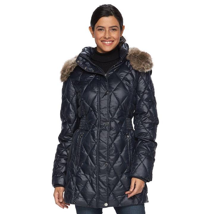 Women's Apt. 9&reg; Hooded Quilted Puffer Jacket, Size: Large, Beige Over