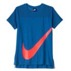Girls 7-16 Nike Swoosh Mesh Yoke Tee, Girl's, Size: Small, Light Blue