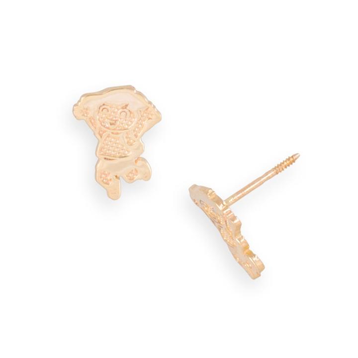 14k Gold Dora The Explorer Textured Stud Earrings - Kids, Girl's, Yellow