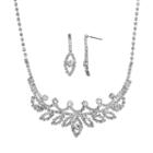 Crystal Allure Leaf Necklace And Drop Earring Set, Women's, Size: 18, White