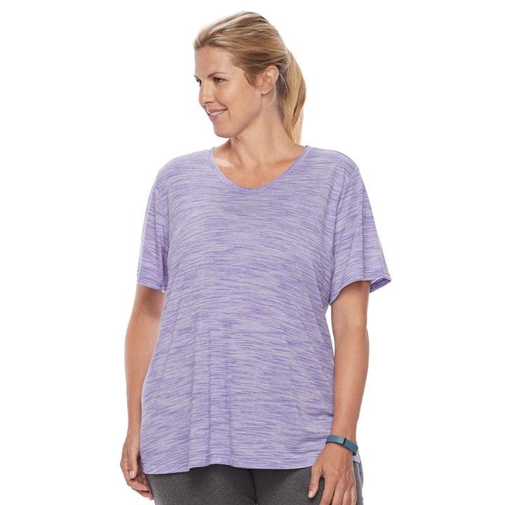 Plus Size Tek Gear&reg; Textured Voop Neck Tee, Women's, Size: 1xl, Med Purple