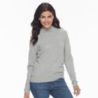 Petite Napa Valley Mockneck Sweater, Women's, Size: L Petite, Light Grey
