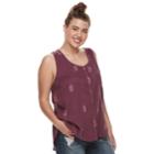 Juniors' Plus Size Mudd&reg; Button-front Tank, Teens, Size: 3xl, Med Purple