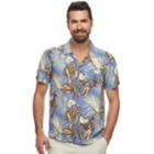 Men's Caribbean Joe Classic-fit Convertible-collar Tropical Button-down Shirt, Size: Medium, Light Blue