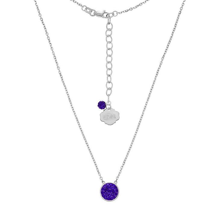 Lsu Tigers Sterling Silver Crystal Disc Necklace, Women's, Size: 18