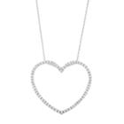10k White Gold 1 Carat T.w. Diamond Heart Pendant Necklace, Women's, Size: 18