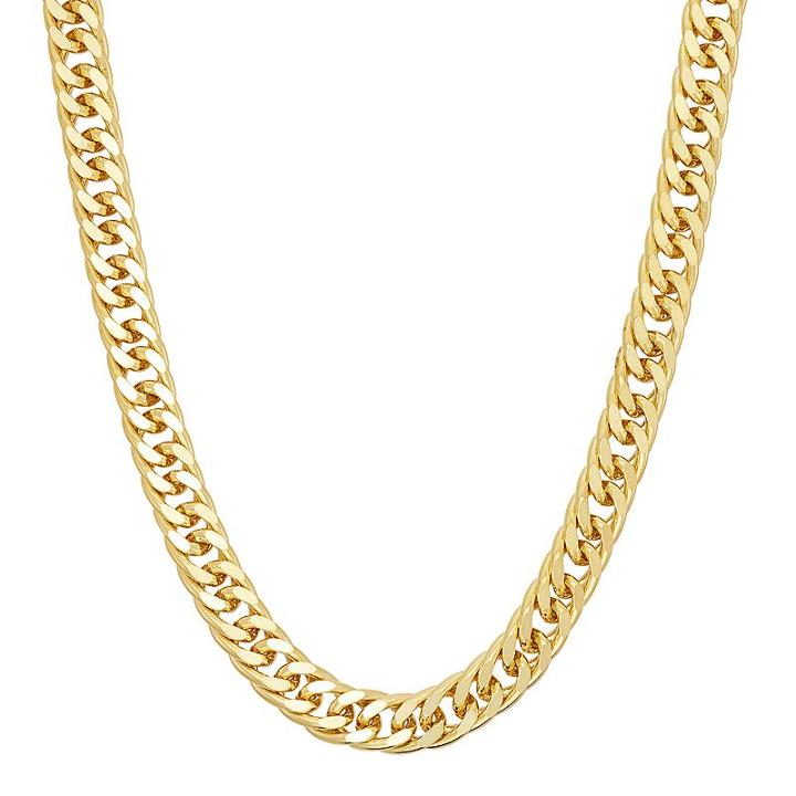 Men's 14k Gold Over Silver Curb Chain Necklace - 18 In, Size: 18, Yellow