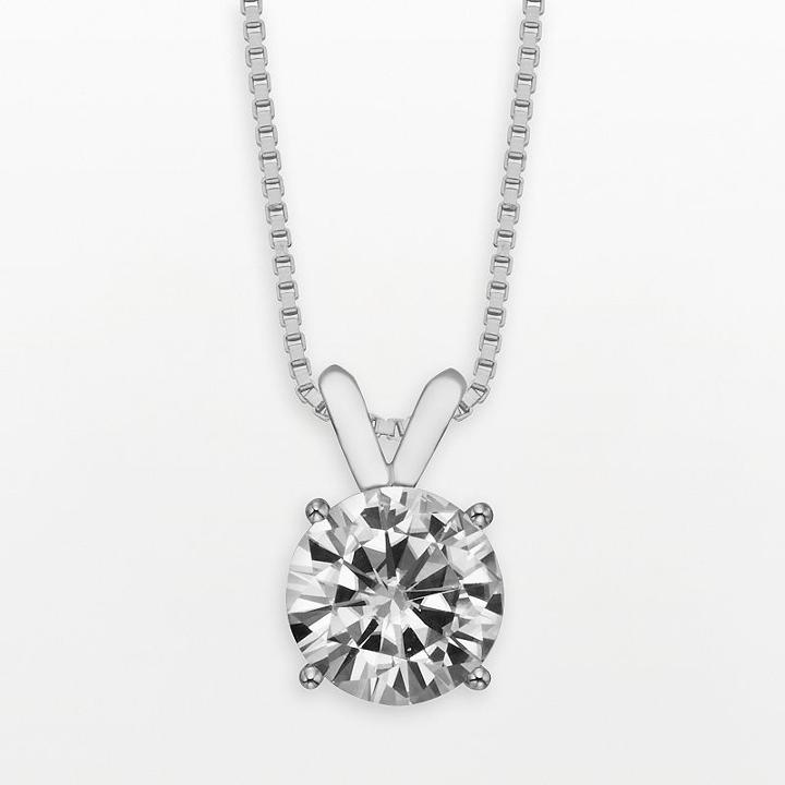 Forever Brilliant 14k White Gold Round-cut 1 1/2-ct. T.w. Lab-created Moissanite Pendant, Women's, Size: 18