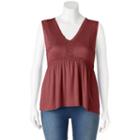 Juniors' Plus Size Mudd&reg; Crochet Inset V-neck Tank, Girl's, Size: 3xl, Red