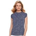 Women's Elle&trade; Pleated Mockneck Top, Size: Small, Blue (navy)