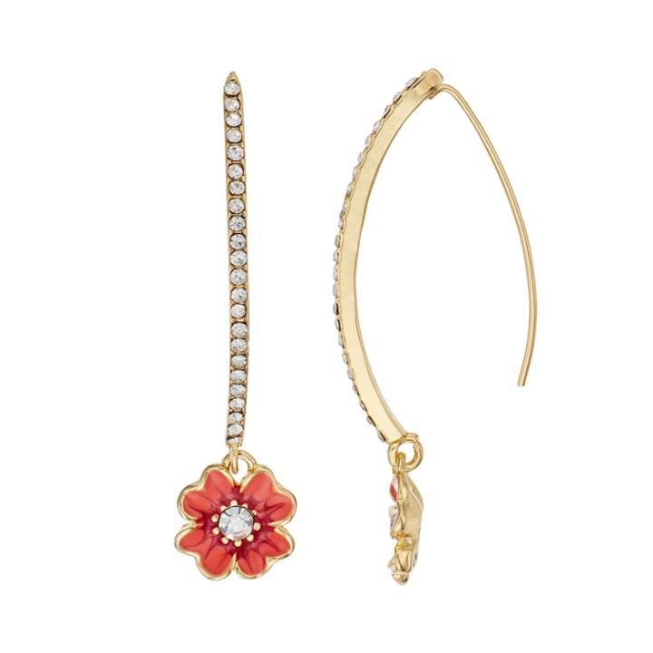 Napier Peach Flower Nickel Free Threader Earrings, Women's, Med Pink