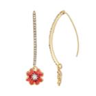 Napier Peach Flower Nickel Free Threader Earrings, Women's, Med Pink