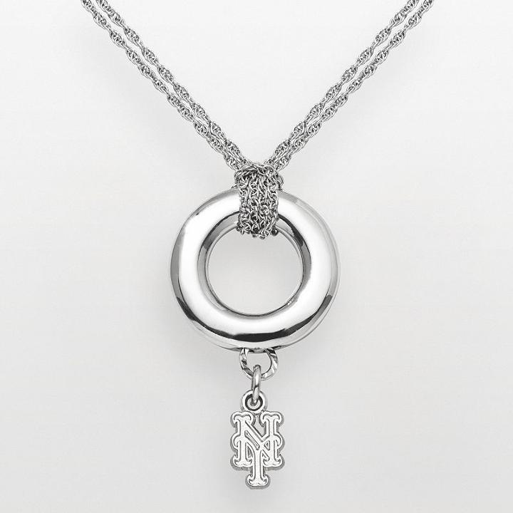 Logoart New York Mets Sterling Silver Logo Halo Pendant, Women's, Size: 16, Grey