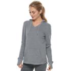 Women's Tek Gear V-neck Fleece Hoodie, Size: Xs, Med Grey