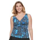 Plus Size Trimshaper Katie Bust Enhancer Tankini Top, Women's, Size: 18 W, Blue