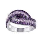 Rose De France & African Amethyst Sterling Silver Bypass Ring, Women's, Size: 5, Multicolor