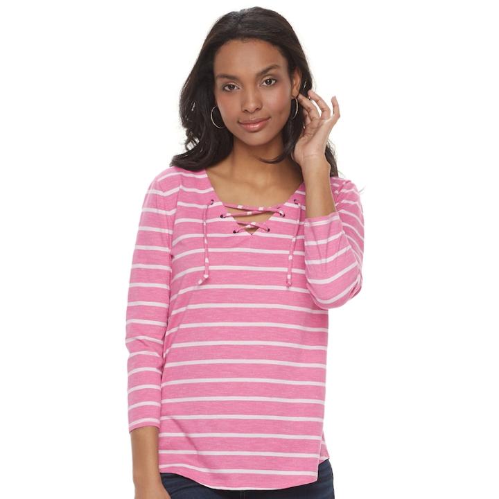 Women's Sonoma Goods For Life&trade; Lace-up Tee, Size: Small, Dark Red