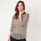 Women's Lc Lauren Conrad Printed Chiffon Peasant Top, Size: Xl, Dark Blue