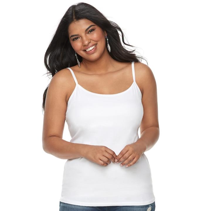 Juniors' Plus Size So&reg; Satin-trim Camisole, Teens, Size: 3xl, White