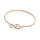 Love Is Forever 14k Rose Gold Over Silver Diamond Accent Double Heart Bangle Bracelet, Women's, Pink