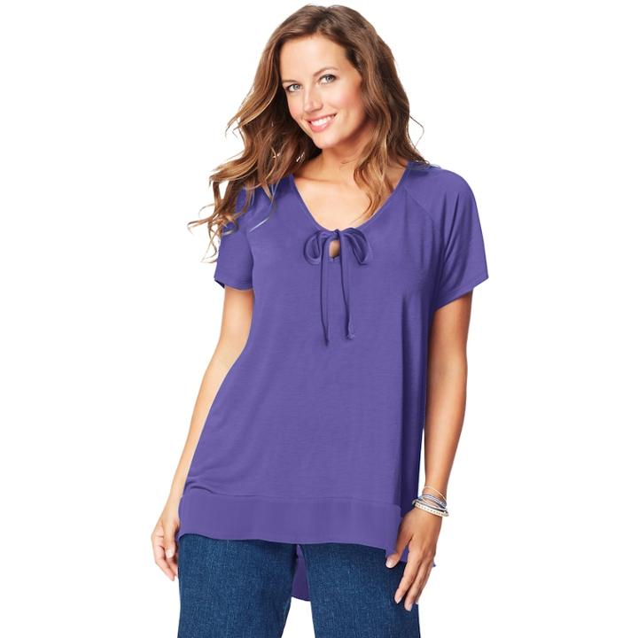 Plus Size Just My Size Chiffon-trim Tunic, Women's, Size: 2xl, Purple