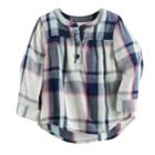 Baby Girl Jumping Beans&reg; Plaid Lurex Henley, Size: 24 Months, White