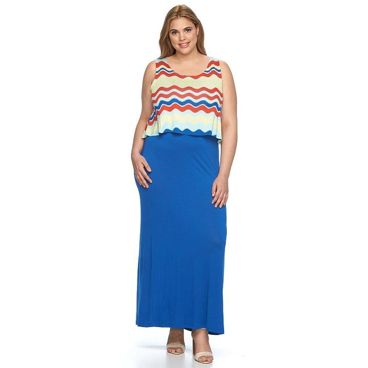 Plus Size Design 365 Printed Popover Maxi Dress, Women's, Size: 1xl, Green Oth
