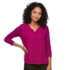 Petite Women's Dana Buchman Hi-lo V-neck Top, Size: L Petite, Dark Pink