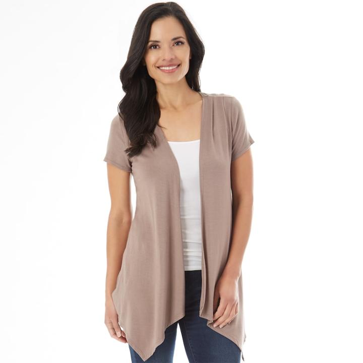 Women's Apt. 9&reg; Crochet Back Cardigan, Size: Medium, Beige