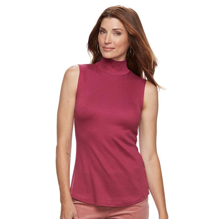 Women's Croft & Barrow&reg; Sleeveless Mockneck Top, Size: Large, Pink