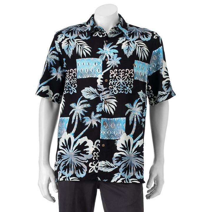 Men's Batik Bay Classic-fit Tropical Button-down Shirt, Size: Xxl, Black