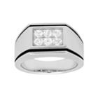 Men's Sterling Silver Cubic Zirconia Double Row Ring, Size: 11, White
