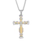 Men's Two Tone Stainless Steel Cubic Zirconia Cross Pendant Necklace, Size: 24, Multicolor