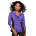 Petite Dana Buchman Colorblock Cowl-neck Sweater, Women's, Size: Xl Petite, Brt Purple
