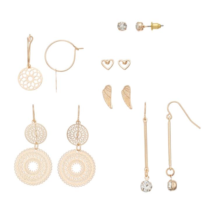 Mudd&reg; 6 Pair Lattice Earrings, Women's, Gold