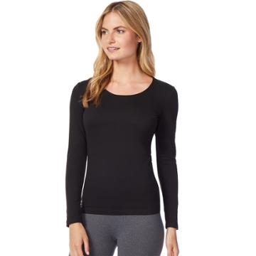 Women's Heat Keep Scoopneck Long Sleeve Top, Size: Small, Black