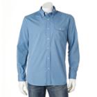 Men's Croft & Barrow&reg; Solid Crosshatch Casual Button-down Shirt, Size: Small, Blue (navy)